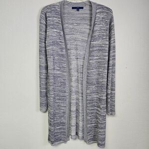 Apt 9 Cardigan Sweater Heathered Gray Blue Sz M Casual Cozycore Shine